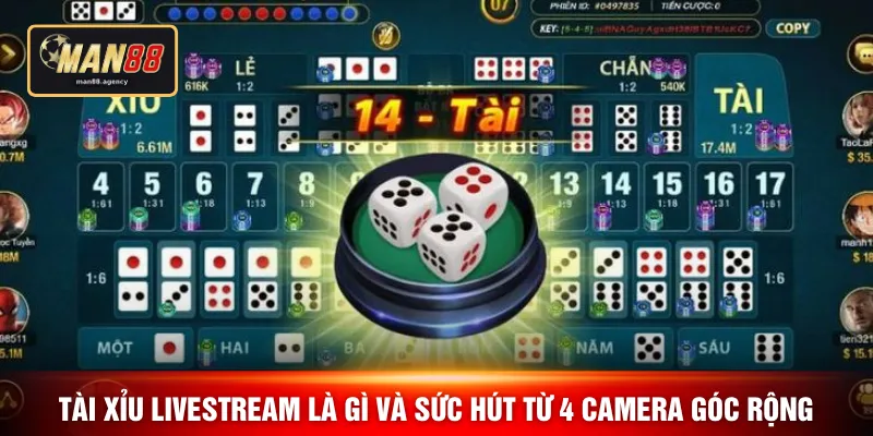 Tài xỉu livestream là gì và sức hút từ 4 camera góc rộng